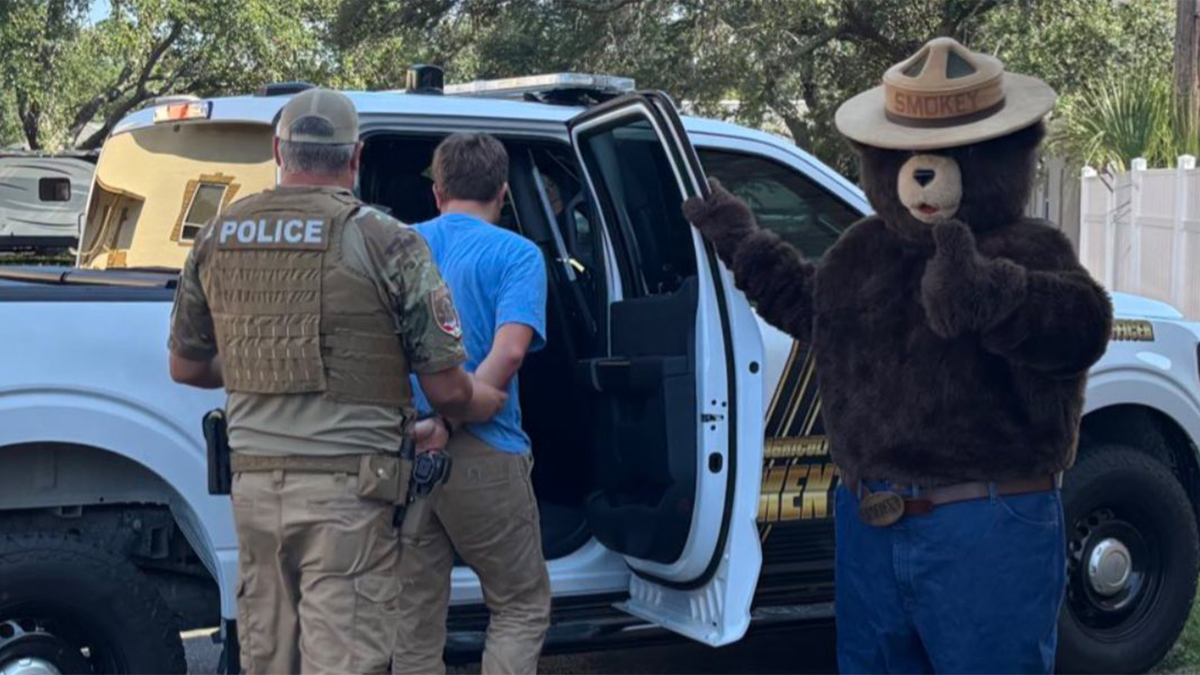 Smokey the Bear assisting law enforcement