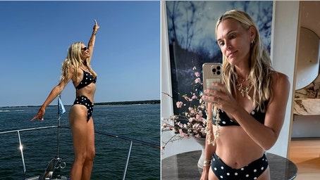 Molly Sims shows off figure in polka dot bikini during family yacht day